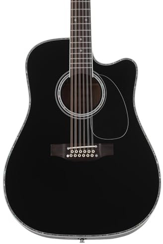 Takamine JEF381DX Guitare électro-acoustique Dreadnought 12 cordes Noir