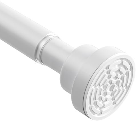 Shower Curtain Pole Extendable Curtain Poles 115-198 Cm Tension Rods For Curtains Extendable No Drill Shower Curtain Rail Non-Slip White Shower Pole for Bathroom Kitchen Bedroom