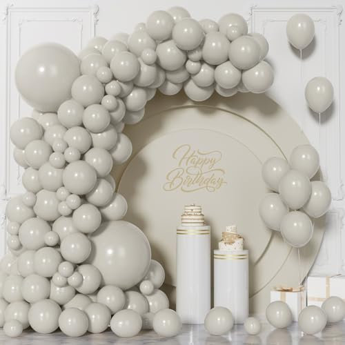 Visun Sand Weiß Luftballons, 130Stück Sandweiß Ballon Girlanden Bogen Set, 5/9/10/12/18 Zoll Sandweiß Ballon Für Männer Frauen Jungen Mädchen Hochzeit Geburtstag Party Babyparty Jahrestag Dekorationen
