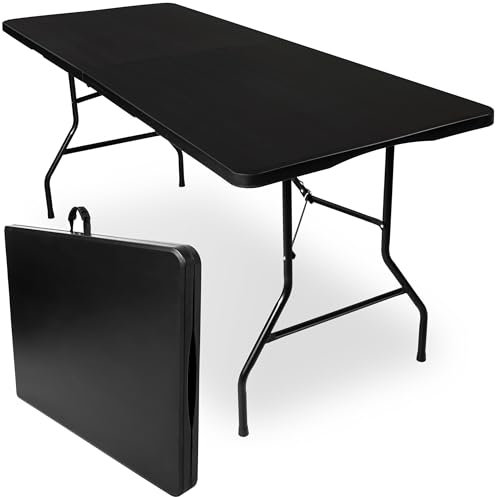 BESTIF Gartentisch klappbar Campingtisch Buffettisch Falttisch mit Tragegriff Stabiler Klapptisch für In- und Outdoor | 180x70x74 cm (Schwarz)