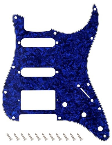 Banworks 4 Ply Strat HSS Pickguard 11-Hole Electric Guitar Pickguard SSH Scratch Plate for USA/Mexican Modern Style Standard Stratocaster ST JT/HB-02 Blue Pearl