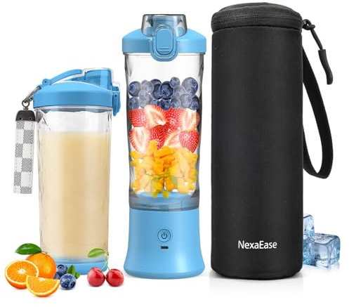 Portable Blender for Shakes and Smoothies- Personal Juicer 20 OZ Electric Protein Shaker Bottle with Insulated Sleeve, USB-C Rechargeable,Travel Lid-Small Blender Cup for Kitchen, Office, Gym,Travel