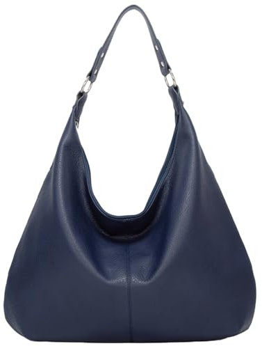 LYEAA Borsa a tracolla in pelle PU da donna, multi tasche con cerniera, borsa a mezzaluna morbida per lavoro e viaggi, Blu scuro, 250.00x150.00x70.00mm
