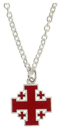 HOLYART Collection Halskette aus Silber 925 mit Kette und rotem Kreuz von Jerusalem