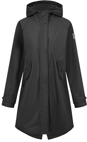 derbe Friese Traveby Plain Damen Regenmantel, Größe:40, Farbe:jet black