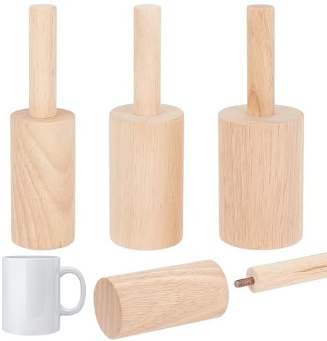 BENECREAT 3 Size Cup Pottery Molds, 6/7/8cm ID Wooden Cup Shaping Tools with Removable Handle, Pottery Set for Cup Vase Making