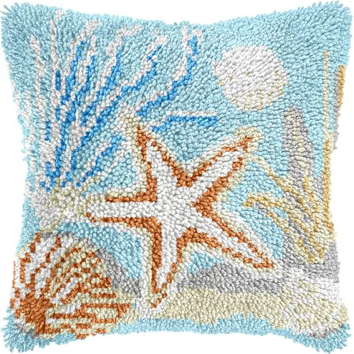 Kitquiver Diy Crochet Kit Principiantes Kits De Ganchillo Para Hacer Almohadones Con Gancho De Pestillo, Alfombras Y Cojines De Crochet Con Patrones Preimpresos 17x17in