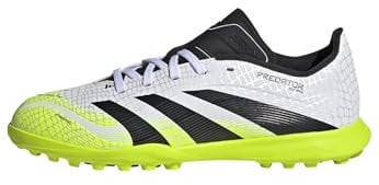 adidas Predator League Turf Football Boots Kids, Cloud White/Core Black/Lucid Lemon, 11 UK Child