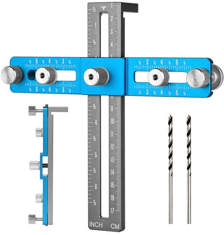 Cabinet Hardware Doweling Jig,Cabinet Drawer Door Hole Drilling Template for Knobs,Handles and Pulls,Adjustable Drilling and Positioning Fixture for Cabinet Drawers with Alignment Holes