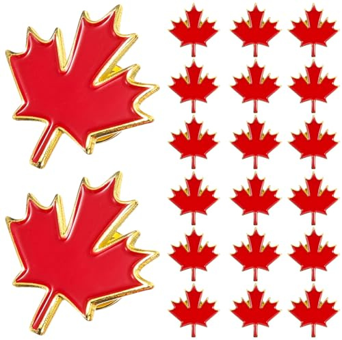 Angoily 20Pcs Canada Pin Kanada Souvenirs Flaggennadeln Kanadische Ahornblatt -Lappel -Pins Metall Maple Blatt Pin Maple Broschen Blattstifte Kanadische Nationale Revers Badge Patriotic