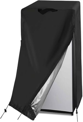 Waterproof Refrigerator Cover for Mini Upright Freezers, Oxford Protective Cover for Beverage Fridge, Dustproof Outdoor Freezer Schutzhülle VerkleidungBlack,20W x 20D x 21H