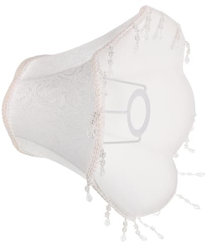 BAZEITFLOW Vintage Tischlampenschirm für Fassung Boho Lampenschirm für Schlafzimmer und Wohnzimmer Dekorativer Lampenschirm mit Perlen Höhe Unten