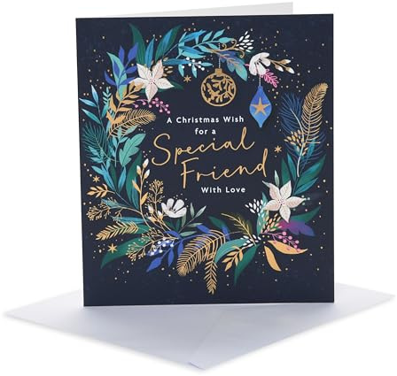 UK Greetings | Christmas Card for Friend | With Envelope | Xmas Presents | Greeting Card | Her/Him | 18.4 x 15.9cm
