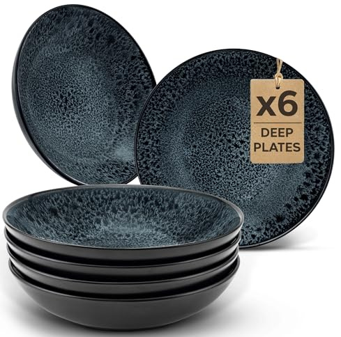 Twinzee 6 Assiette Creuses Granite - Compatible Micro-onde - Assiettes Service de Table Riviera Collection