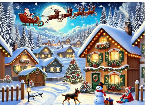 Bestdon 1000 Teile Weihnachtspuzzle für Erwachsene, Winter-Schneemann-Weihnachtsmann-Weihnachtsbaum-Puzzles, Anspruchsvolle Tierpuzzles, Perfekt für Familienspieleabende