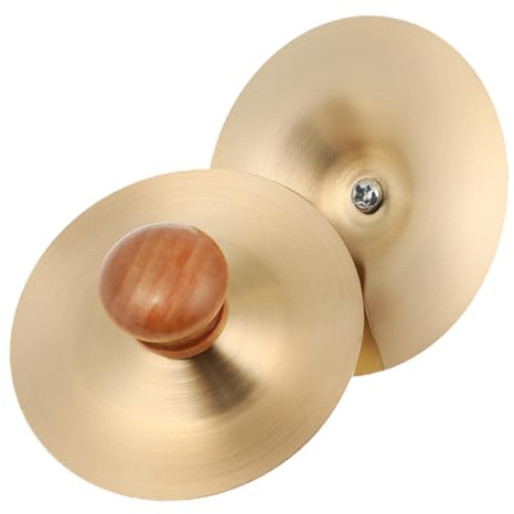 HIAKDOFT 2 piezas Platillos de Dedos Pequeños con Mango de Madera para Instrumentos de Percusión Duraderos para Baile y Fiestas Infantiles