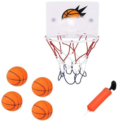 4 Stück Mini Basketball, Basketballkorb Indoor, Mini Basketballkorb, Basketball Indoor, 4 Bälle 10 cm, Korb Mit Luftpumpe, für Indoor-Aktivitäten, Büro, Geschenkidee für Freunde und Familie