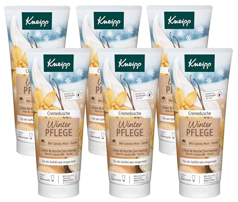 Kneipp Cremedusche Winterpflege - Duschcreme aus Cupuaçu-Nuss und Vanilleextrakt, Milde Reinigung und sanfte Pflege - 6 x 200ml