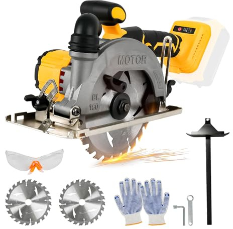 Cordless Circular Saw Compatible with Dewalt 18V 20V, 6200RPM Brushless Circular Saw with 2 150MM Blades, Cutting Depth & Angle 50mm(90°)-33mm(45°) for Wood Soft Metal Plastic (No Battery)