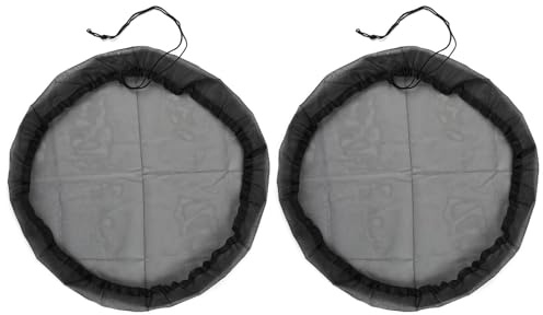 Regntunna nät, 2 stycken Ø 60 cm – skydd för regntunna med dragsko – fint skyddsnät mot blad, smuts, myggor och insekter – för hinkar upp till 55 cm i diameter