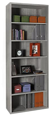 Composad | Libreria Alta della Linea DISEGNO Con 5 Ripiani Regolabili, Libreria Scaffale Moderna, (LxAxP) 81,60x217,5x35,70 cm, Grigio Cemento, Soggiorno, Studio, Ufficio, Made in Italy