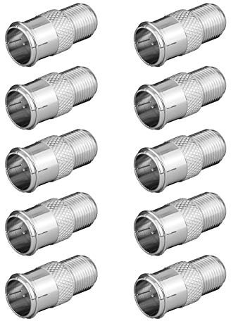 PerfectHD 10 Stück F-Stecker Quick auf F-Buchse Kabel SAT TV Adapter Verbinder Schnellstecker