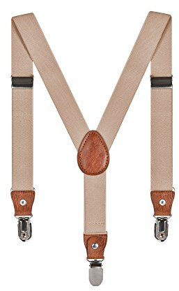 Baby Kinder Hosenträger Einfarbig Gürtel Elastisch Leder 3 Clips Jungen Mädchen Hosen Röcke Tutu Shorts Bequem Träger - Rosa in Beige