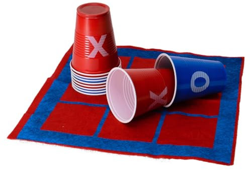 trendaffe Tic Tac Toe Trinkspiel mit Spielfeld und 10 Bechern - Tic-Tac-Toe Saufspiel Partyspiel Drei gewinnt
