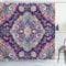 ABAKUHAUS Ethnisch Duschvorhang, Boho Bunte, Stoffliches Gewebe Badezimmerdekorationsset mit Haken, 175 x 220 cm, Lila Rosa Aqua