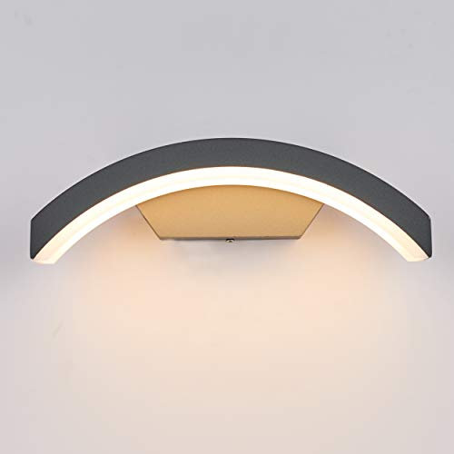 Topmo-plus 24W LED Wandspot außenlampen wandleuchte Aluminium/PC IP65 Wasserdicht Terasse/Garden/Korridor/Flurbeleuchtung 3000K warmweiß 27CM grau