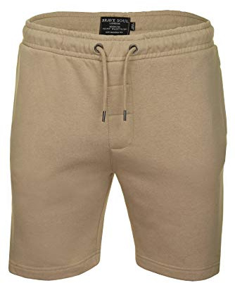 BRAVE SOUL Mens Jogger Shorts Tarley' Sports Training Summer Gym Pants (New Stone) L