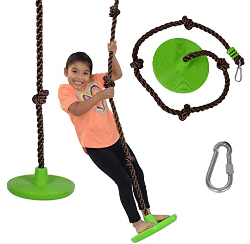 Swurfer Disco Tree Swing - Swing Sets for Backyard, Outdoor Swing, Swingset Outdoor for Kids, Easy Installation, Heavy Duty, Adjustable Climbing Rope, Weather Resistant, Up to 200lbs, Ages 6 and Up