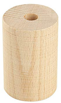 Lampenfassung Zylinder in natürlichem Holz für Textilkabel. Made in Italy. Farben: Weiß, Wenge und Naturholz (Natürliches Holz)