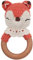 OLGS Beißring gehäkelte Tiere Löwe mit intigrierter Babyrassel, Greifling Spielzeug Beißring | Geschenk zur Geburt für Baby & Kinder Junge/Mädchen (Fuchs)