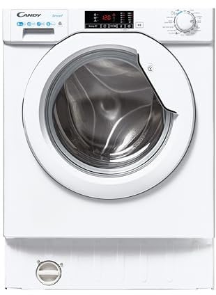 CANDY CBD485D1E Integrated Washer Dryer, 8KG Wash + 5KG Dry, 1400 RPM, 13 Programmes, 4 Quick Washes, White