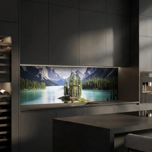 Dedeco Küchenrückwand Motiv: Berge V1, 3mm Acrylglas als Spritzschutz für die Küchenwand Wandschutz Dekowand wasserfest, 3D-Effekt, alle Untergründe, 220 x 60 cm