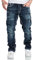 Amaci&Sons Herren Dicke Nähte Destroyed Jeans Regular Slim Denim Hose Fit 7983WC Dunkelblau W38/L32