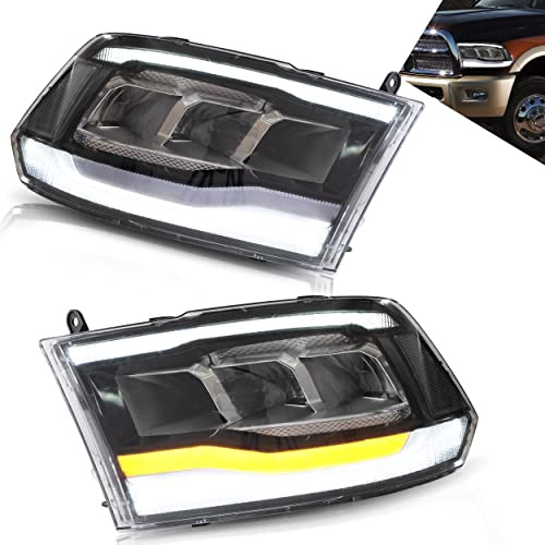 VLAND Scheinwerfer kompatibel für Dodge Ram 1500/2500/3500 2009-2018, Classic 2019-2021, mit sequentiellen Blinkern, Klar