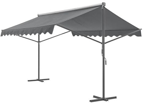 pro.tec Tenda da Sole Autoportante - Parasole da Giardino con Inclinazione Regolabile (Lu x La x A) 400 x 300 x 260 cm Tenda Idrorepellente e Telaio in Acciaio - Grigio Scuro
