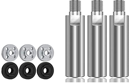 3Pcs Professional Angle Grinder Extension Connecting Rod, Stainless Steel M10 Thread Hole 80mm Extension Shaft with Pressure Plates, Fit 100# Angle Grinder