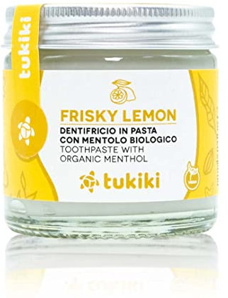 Dentifricio in vasetto di vetro - con mentolo biologico - vegan e made in Italy 60ml (limone)