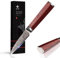 FUJUNI Gemüsemesser Damast Messer Damastmesser Küchenmesser Klein Mit Extrem Scharf 9 cm Klinge Aus 67 Lagen Vg-10 Damaststahl Schälmesser Obstmesser,Holzgriff, Geschenkbox