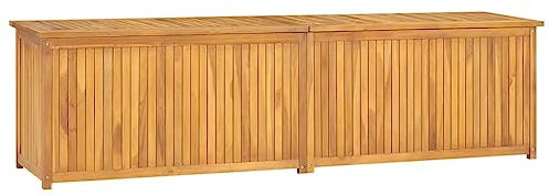 vidaXL Baúl de Jardín, Caja de Almacenaje para Cojines, Cofre de Herramientas, Mueble para Cobertizo Garaje Patio, Madera Maciza de Teca