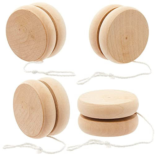 Baker Ross Yoyo Enfant en Bois - Lot de 4, Jouet Enfant (FC849)