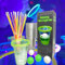 MYBEERPONG® Lot de 4 gobelets à bière Glow-Light avec 20 gobelets en plastique + 20 bâtons lumineux (luminosité 12h) en 5 couleurs (rouge, bleu, rose, jaune, vert)