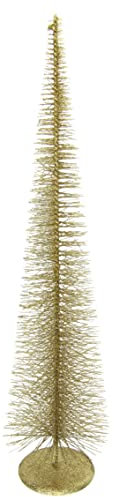 Flair Flower Weihnachtsbaum mit Glitter Tannenbaum Pyramidenbaum Dekobaum Metallbaum Drahtbaum Kunstbaum Deko X'Mas Schmal Metall Ständer Weihnachtsschmuck Pyramide, Gold, ca. 80 cm, 244259GO