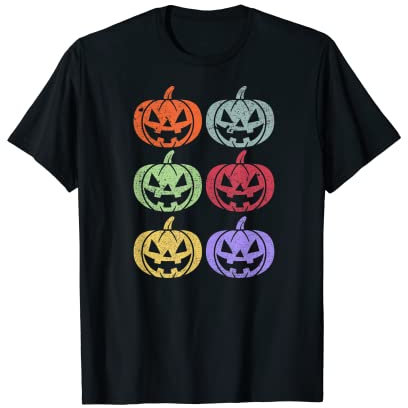 Retro estilo vintage feliz Halloween calabaza Jack O linterna Camiseta