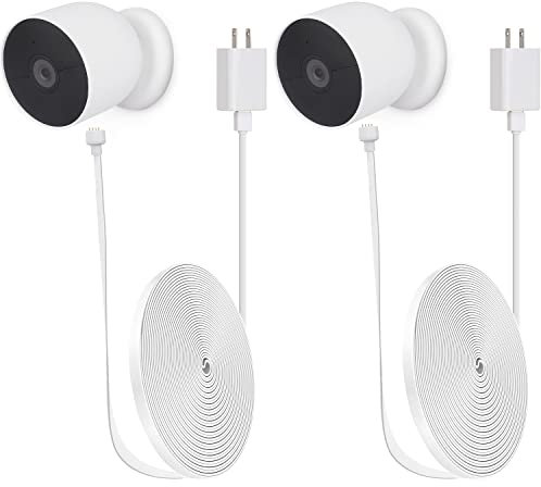 iTODOS Lot de 2 câbles de charge résistants aux intempéries pour Google Nest Cam extérieur ou intérieur, batterie – Cordon d'alimentation plat pour caméra Nest avec adaptateur d'alimentation USB 7,5 m