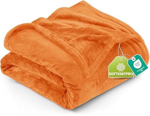 Utopia Bedding King Fleece Blanket 259x228cm 300GSM – Extra Large Soft Fluffy Versatile Luxury Decorative Throws For Sofa, Bed & Settees – Warm Breathable Cosy Gift For Men & Women, Brunt Orange