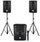 Pack Sono triphonique BM Bmsonic 1208, Caisson bi-amplifié 1000W - USB Bluetooth, 30cm, 2 SAT 8 2x200W, câbles, pieds, Micro VHF
